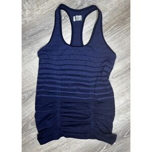 Athleta Fastest Track Seamless Blue Racerback Tank Top Ruched Stretch Medium